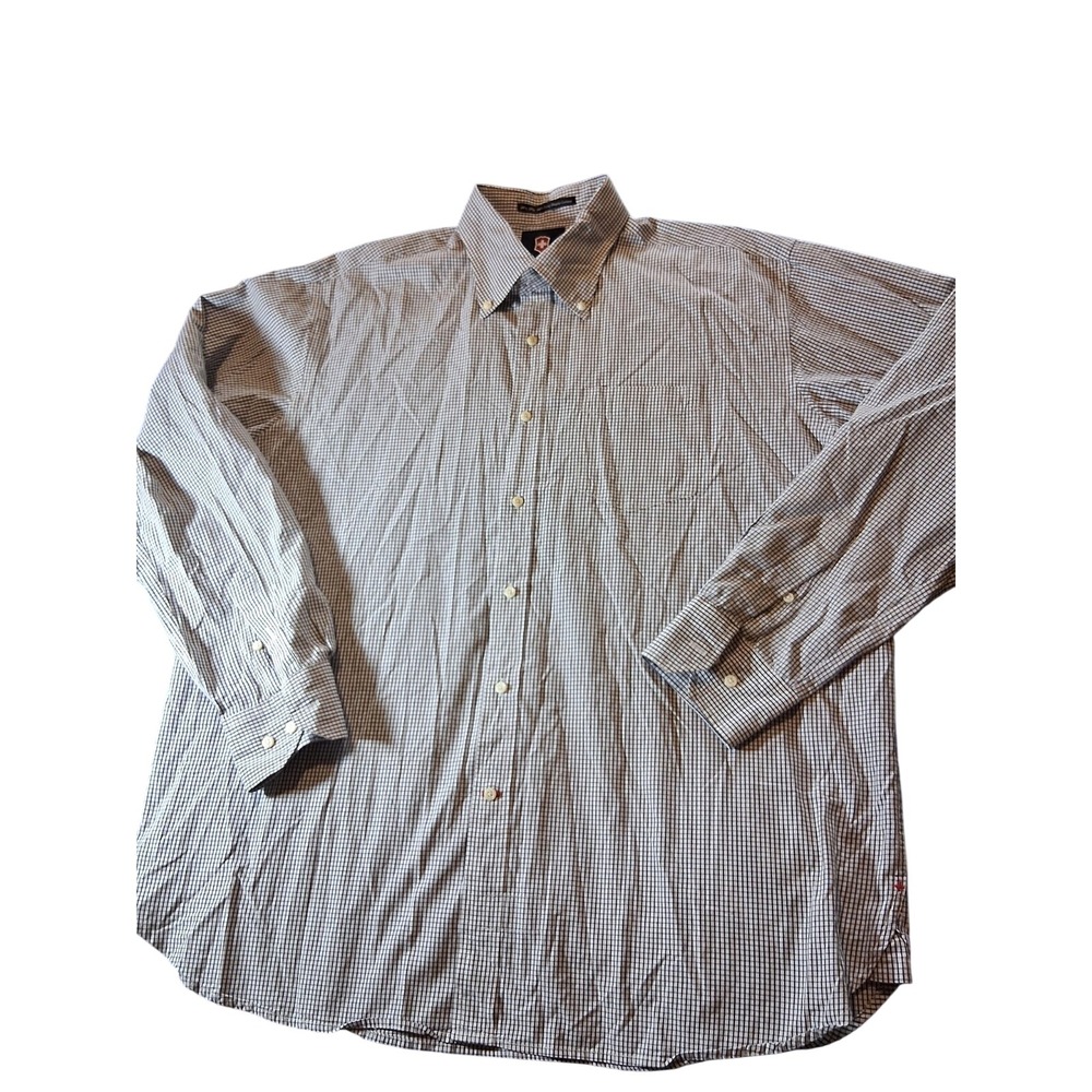 Victorinox Shirt Mens XL Button Down Black‎ and White Long Sleeve Swiss